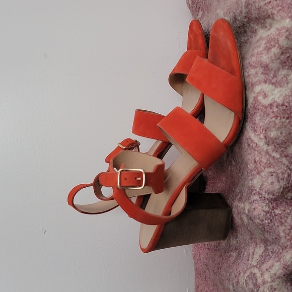 Vibrant Orangey Red J.Crew Ankle Strap Sandal - Picture 3 of 5